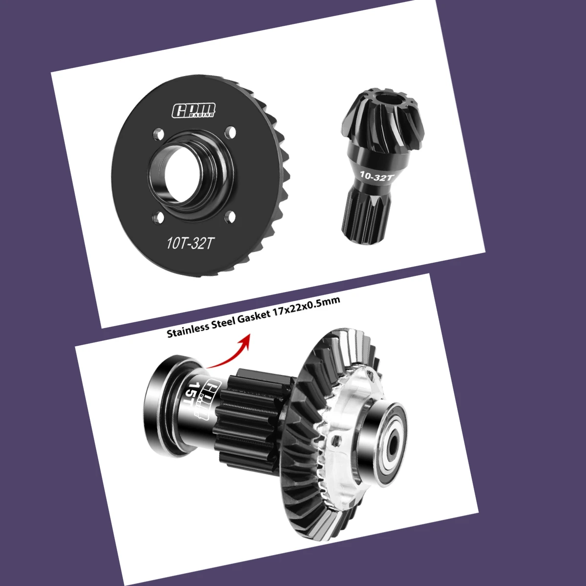

GPM TRAXXAS 1/6 FUNCO PRO 8S-109076-4 For 20CrMnTi STEEL 32/10T REAR DIFFERENTIAL GEAR SET