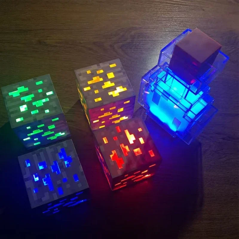 Linterna de piedra marrón, luz LED nocturna, juego, lámpara de juguete creativa, lámpara de decoración de cabecera de dormitorio recargable, lámpara