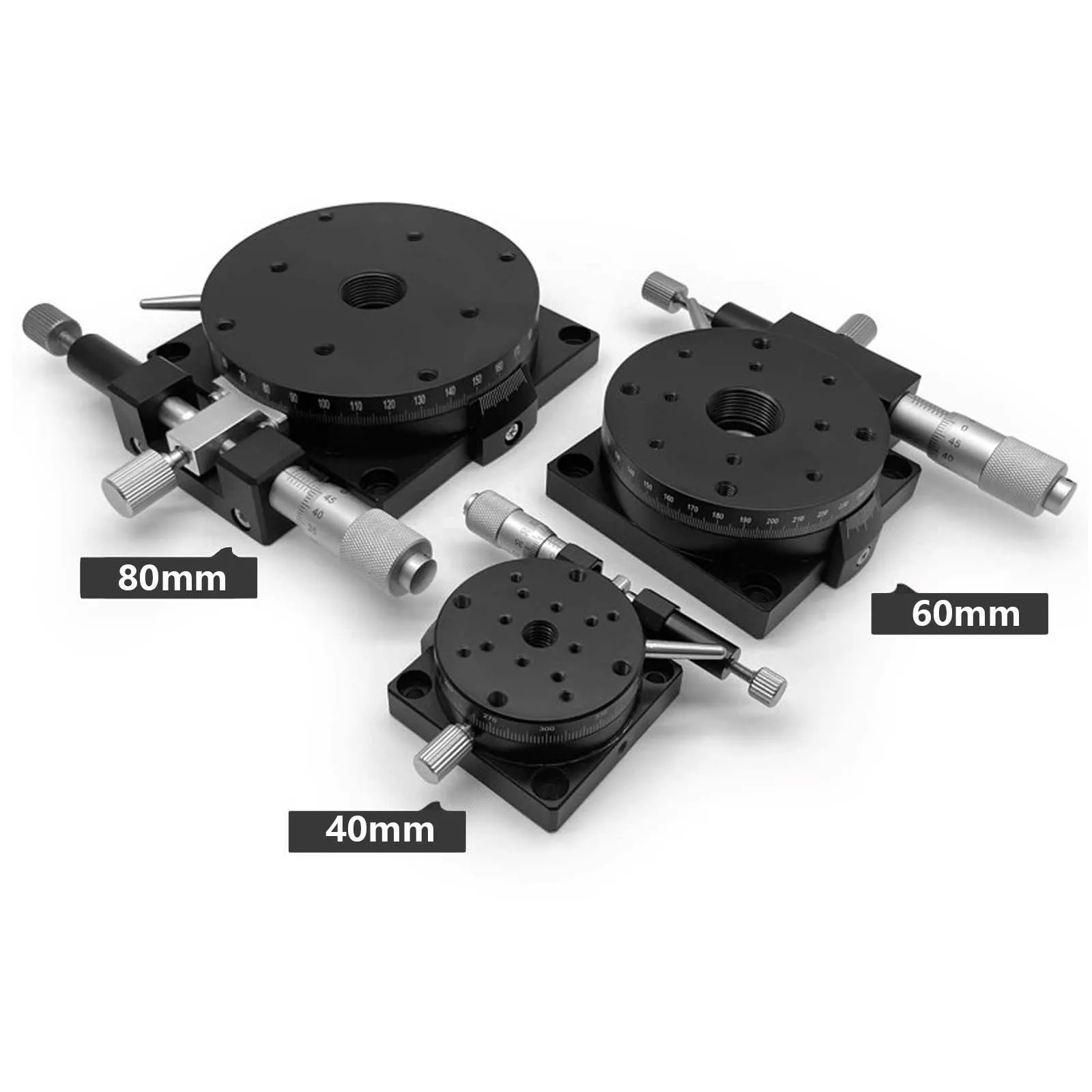 φ40/60/80mm R-Axis Rotation Stage, Manual Rotary Indexing Platform with Micrometer Fine Adjustment