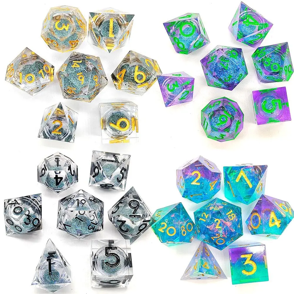 7PCS New Crystal Resin Dragon Eye Dice Party Toys Board Game Halloween Longan Dice Home Ornaments Game Dices Halloween