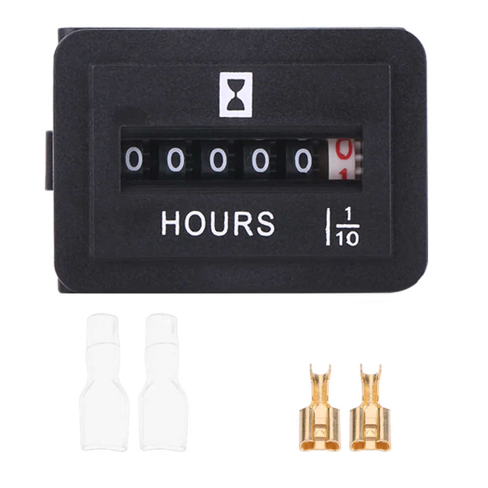 Car Hour Meter DC 6-80V Mechanical Hour Meter Gauge for Diesel Gasoline Engine Generator Motor Boat Engine Hour Meter Hour Gauge