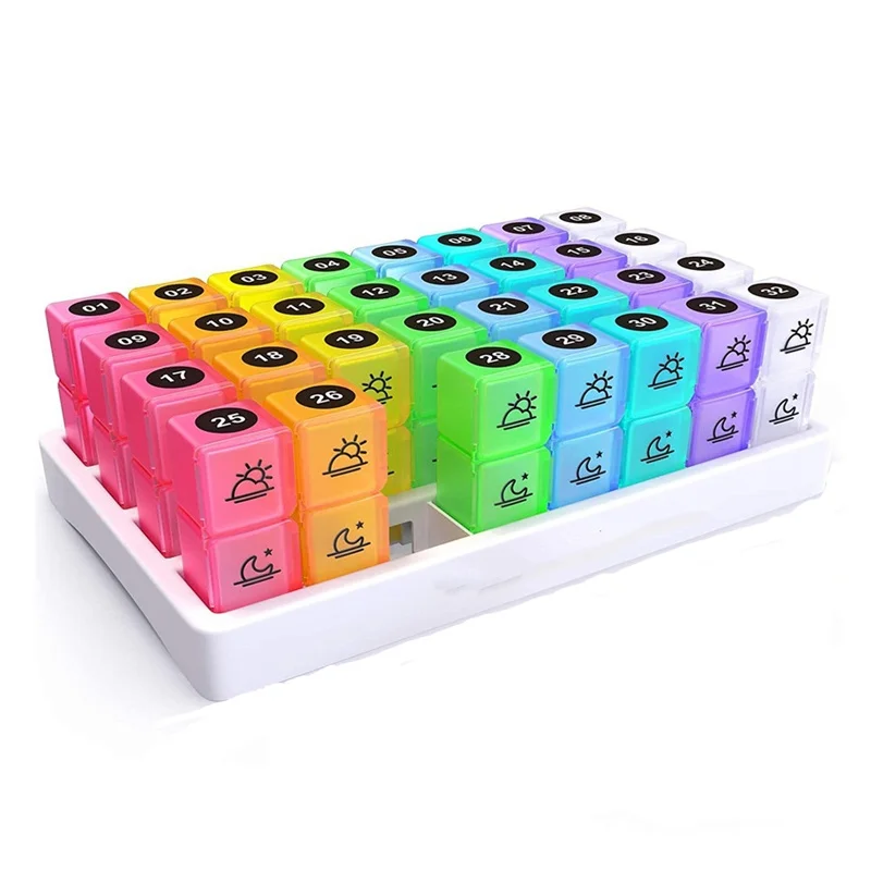 Monthly Pill Cases Travel Storage Container Colorful Drug Dispenser Packing Container 32 Slot Pill Box Organizer 31 Days image 4