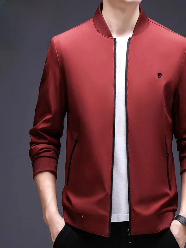 

Pierre Cardin, мужская повседневная одежда Jaet с воротником-стойкой, весенне-осенняя новая одежда Sle Busin Dad, топ из полиэфирного волокна, длинный све