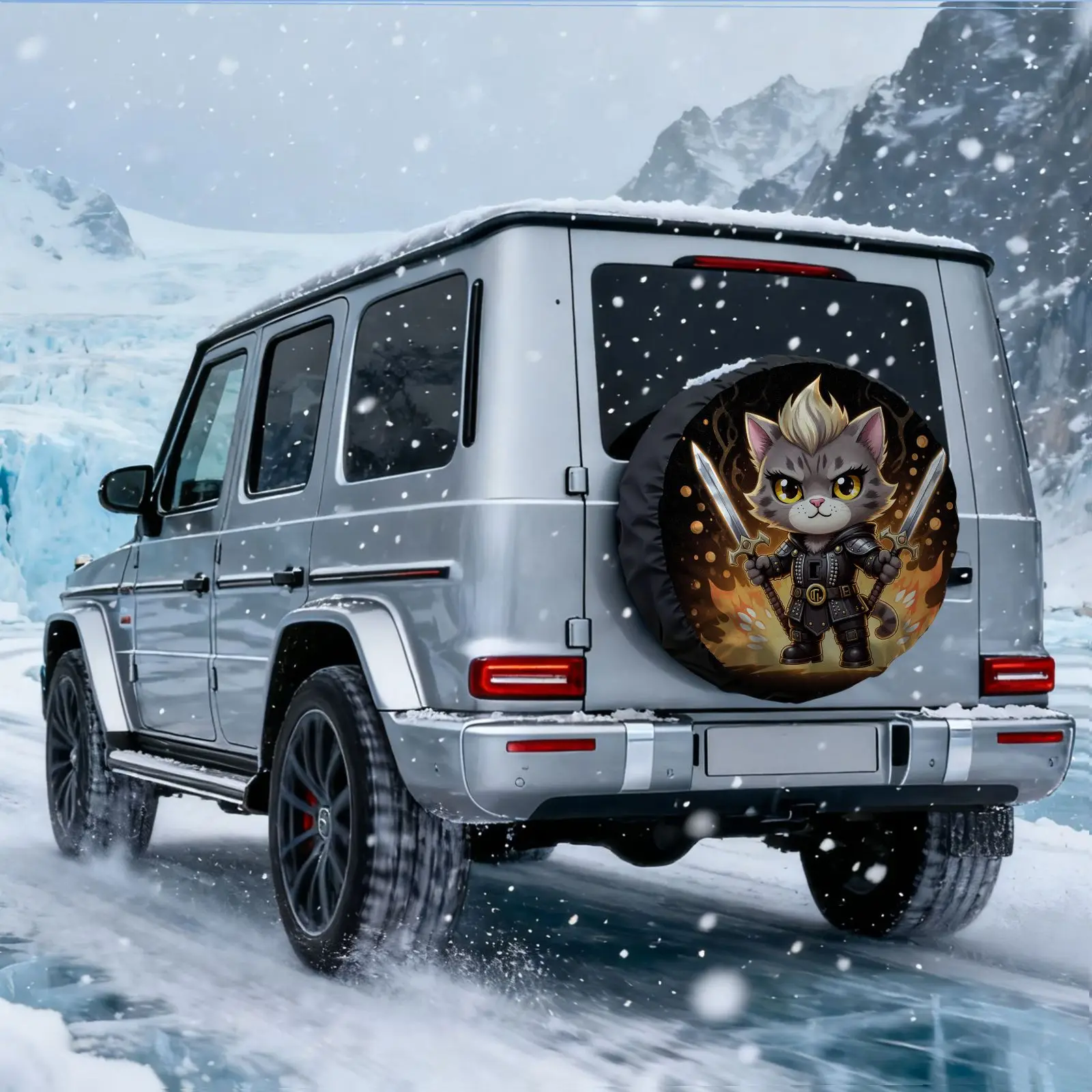 Armor Cat Print Tire Cover With Metal Rivets - Heavy-Duty Spare Wheel Protector For SUV, Truck, RV - For,, Motorhomes (Polyester