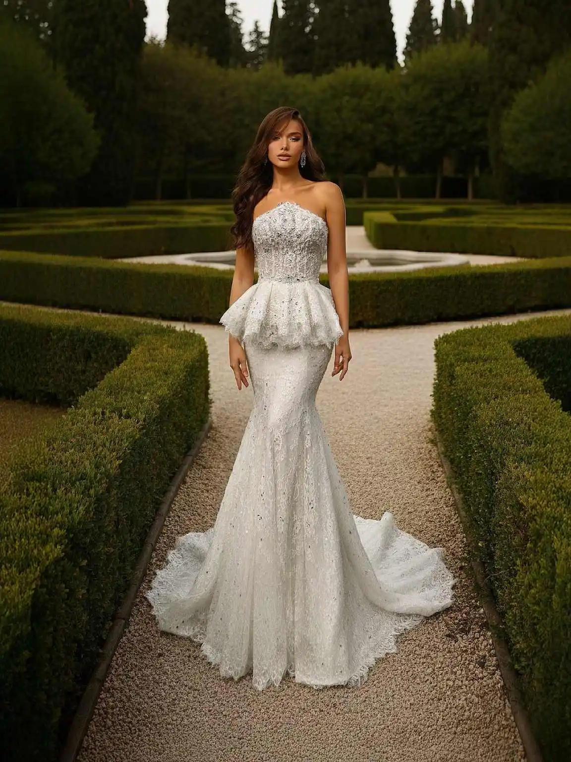 New Mermaid Wedding Dress Sleeveless Prom Gown Appliques 3D-Lace Bridal Gowns Shine Beads vestido de novia Plus Size Customized