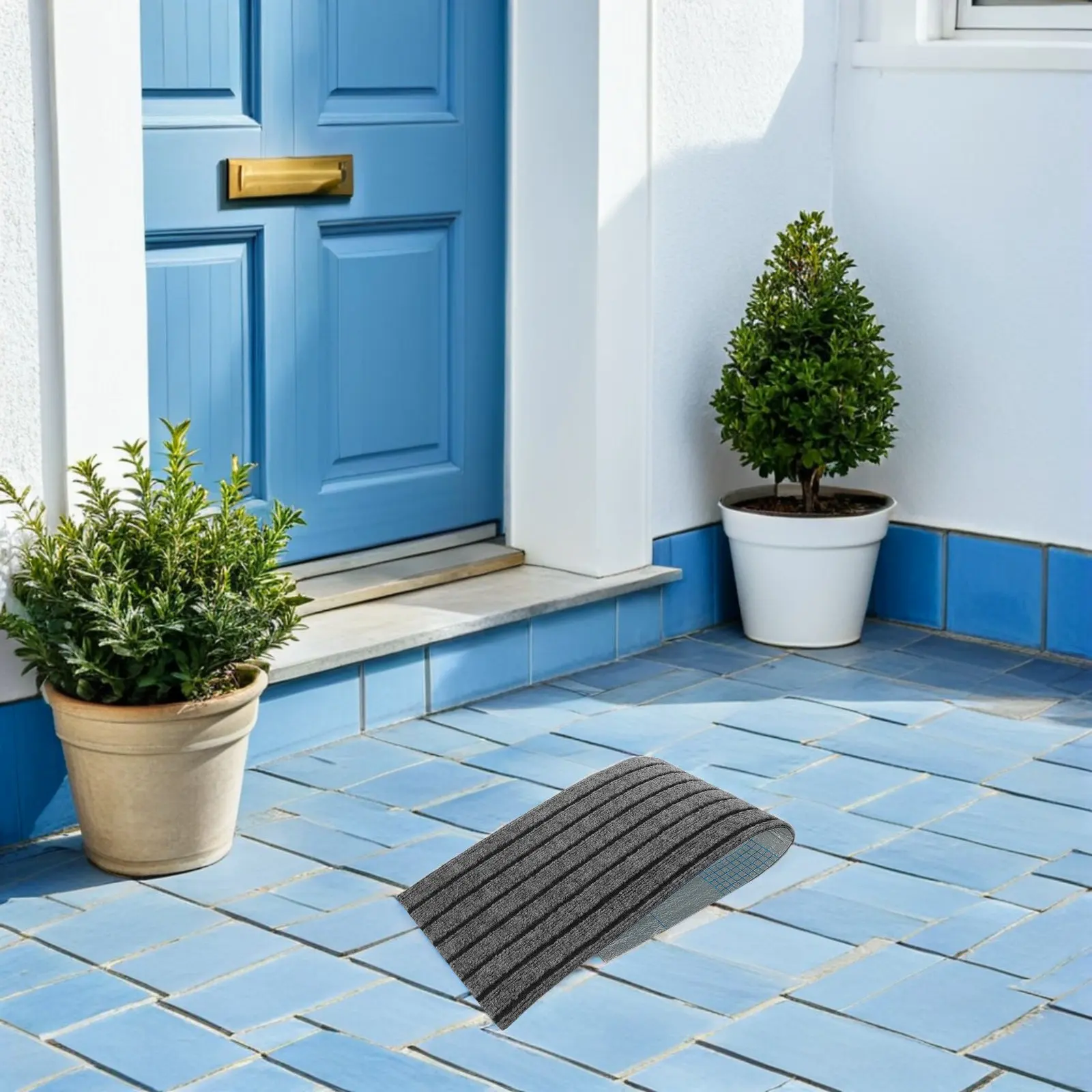 2Pcs Outdoor Non Slip Stair Mats Commercial Entryways Self Adhesive Safety Rug Non Skid Stair Treads Carpet 31x9 Inch Front