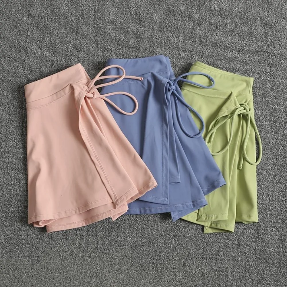 Simplicity Solid Color Leisure Fitness Short Skirt PVA Sports Yoga Skirt Skirt Side Split Skirt