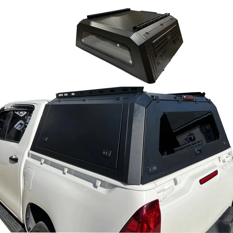 

Heavy Duty Hilux Canopy Topper Aluminum Camper Shell with Brake Light UTE Canopy Fit Hilux SR5
