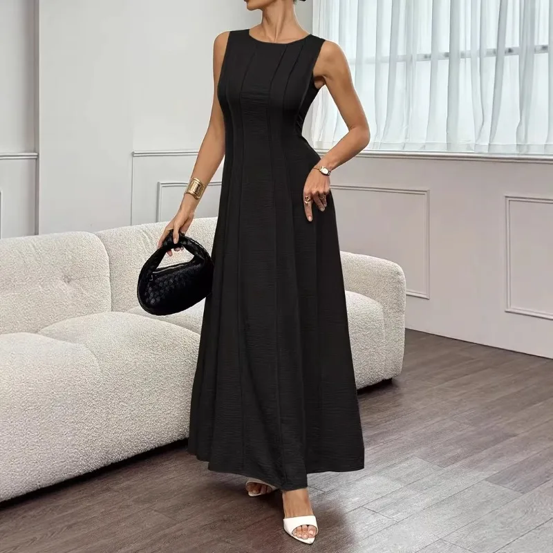

2026 Summer Fashion Temperament Women's Sleeveless Pleated Elegant Long Dress