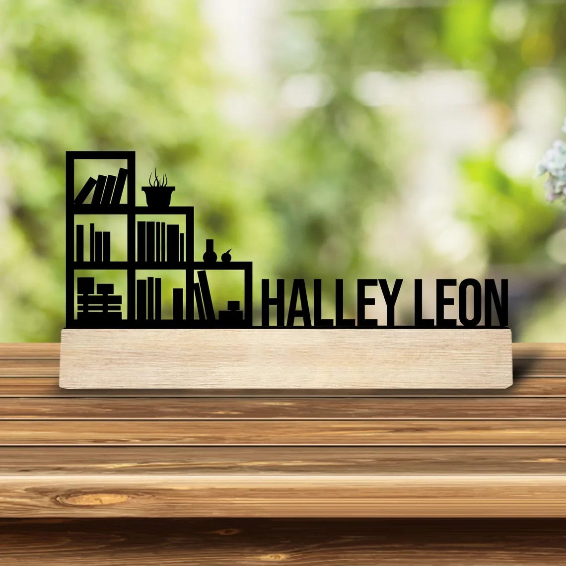 1pc Personalized Metal Artwork Custom Name With Wooden Base Gifts and Metal Decorations for Family and Friends