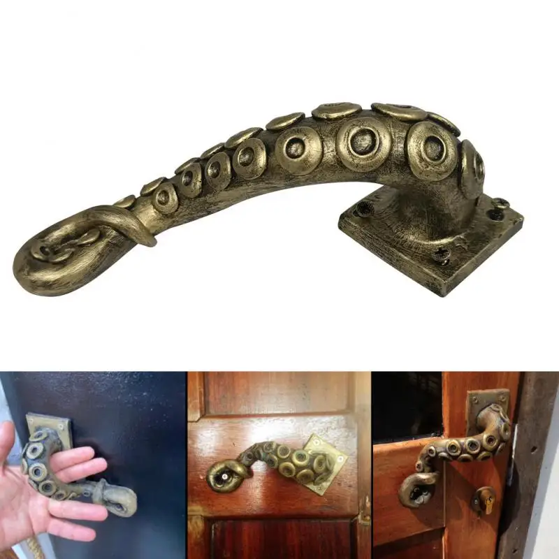 

Ancient Outdoor Hook Home Decor Furniture Drawer Pull Resin Hardware Pulls Bar Handle Animal Style Octopus Door Knob Retro