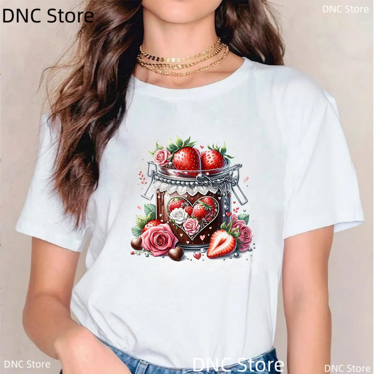 Aardbei Cake T-Shirt Fruit Esthetische T-Shirt Mode Womenshirt Zomer Fruit Bedrukte Tshirt Harajuku Zomerkleding Y 2K