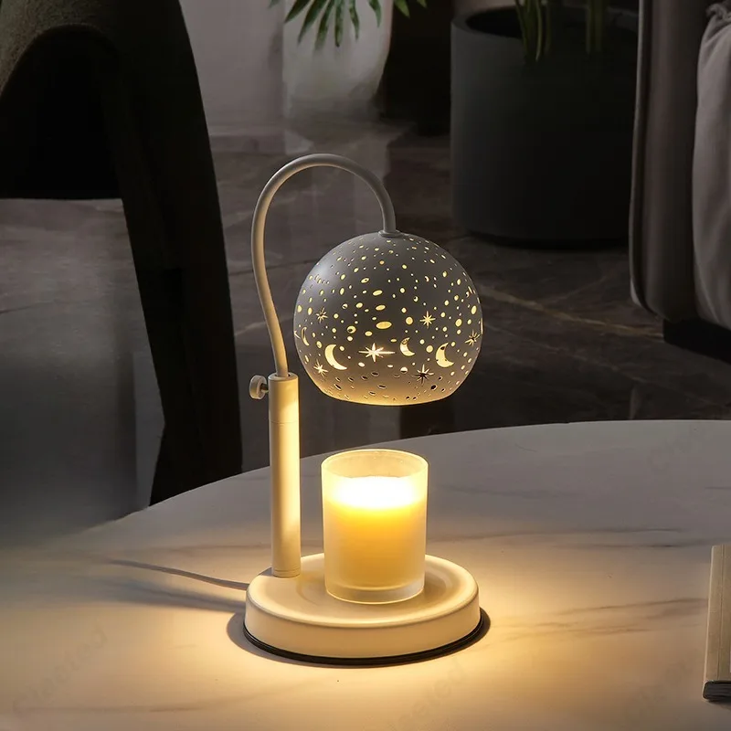 

Creative Wax Melting Aromatherapy Lamp Starry Lampshade Melting Candle Timed Switch Brightness Adjustable Bedside Atmosphere