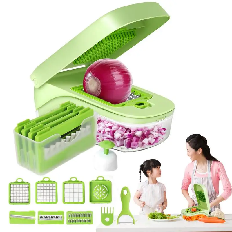 

Food Dicer Vegetable Chopper Multifunctional Vegetable Cutter with Container for Cooking & Meal Prep Onion Slicer for Kitchen