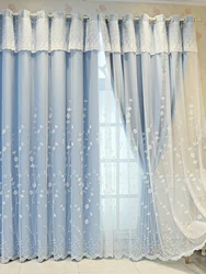 Korean pastoral small fresh light luxury curtain fabric gauze integrated curtain 1PC