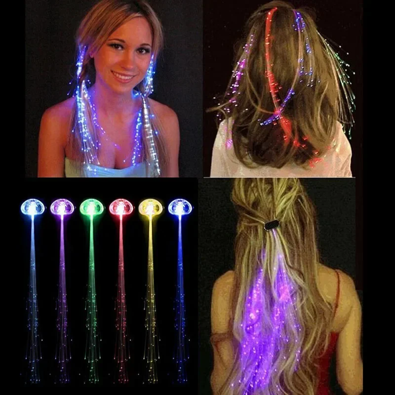 50pcs Glow LED Light Fiber Optic Barrettes Party Favor Dance Hairpin Clip Flash Braid Birthday Gift Navidad  Wedding Festival