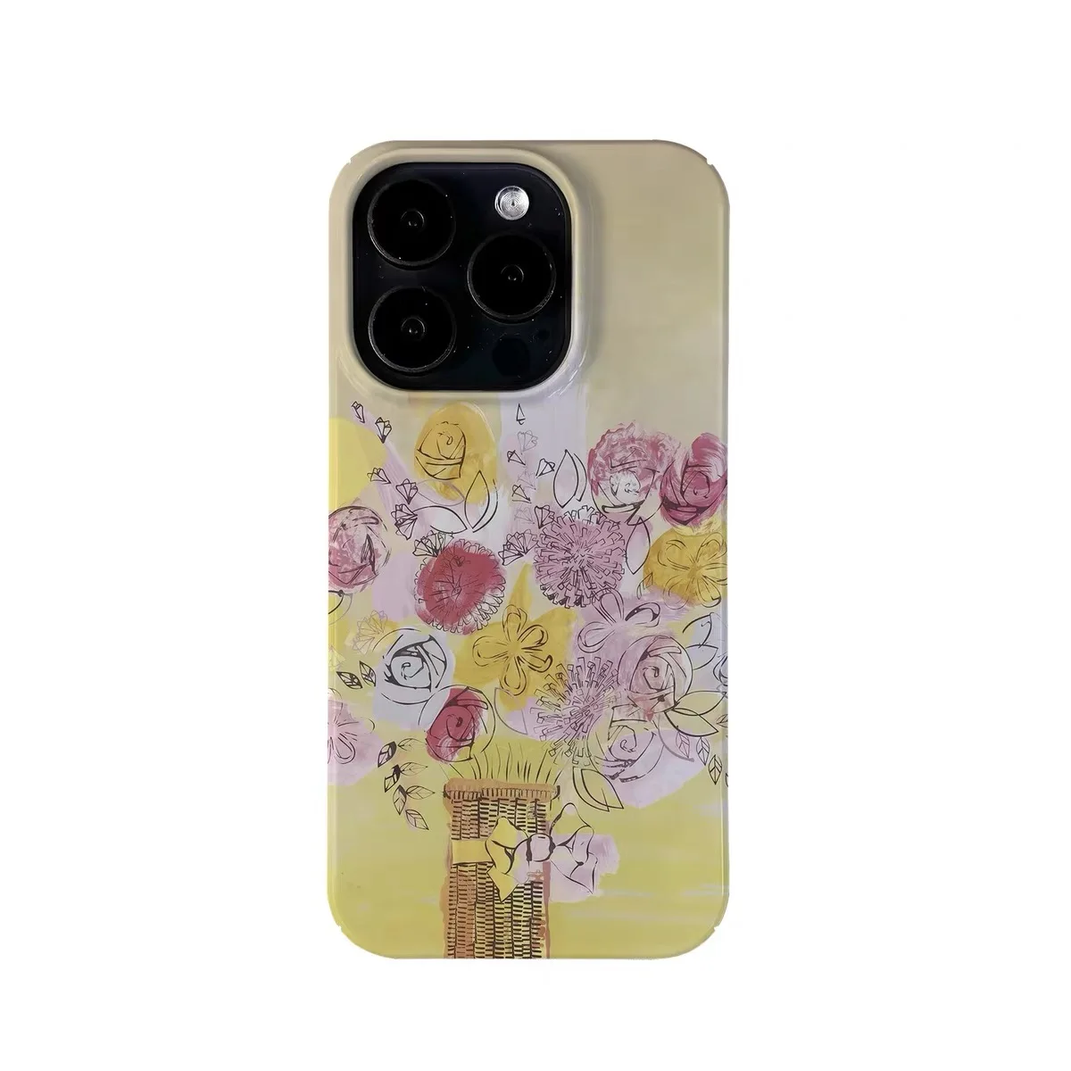 Yellow Oil Painting of Flowers Phone Case for IPHONE 17 Air 16E 15 PROMAX 14 Plus 13 12 MINI 11 PRO 16Plus Acrylic Phone Cover