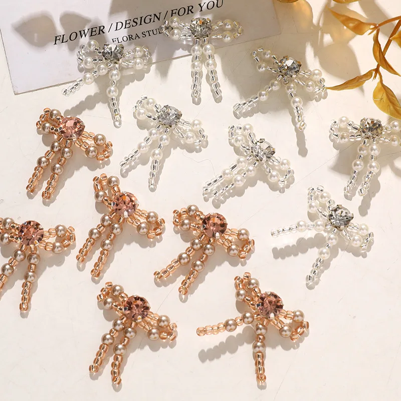 

Shoe Charm 1 Piece Silver Tone Pearl Rhinestone Bow Korean Chic Eye Catching Cool DIY Decoration for Clogs Crystal Shoes Women