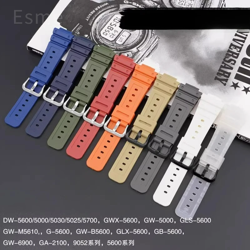 أزرق أبيض أسود برتقالي لساعة كاسيو جي شوك الراتنج 16 مللي متر مشبك من الفولاذ المقاوم للصدأ واجهة محدبة غير قابلة للانزلاق للرياضات الخارجية #4
