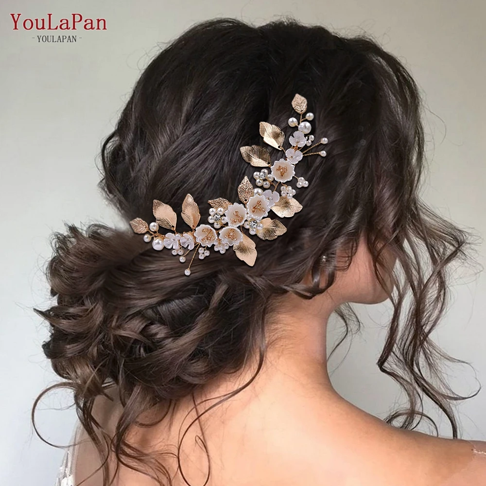 Элегантные золотые свадебные украшения для волос, ручная работа