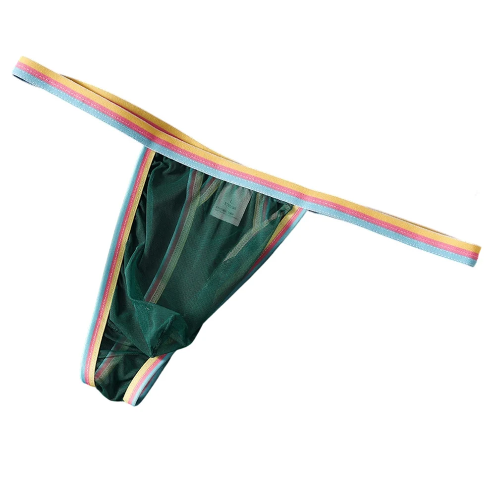 Sexy Men Perspective Mesh Briefs G-string Bikini Underwear Super Thin Breathable Thongs Exotic Panties Bulge Pouch