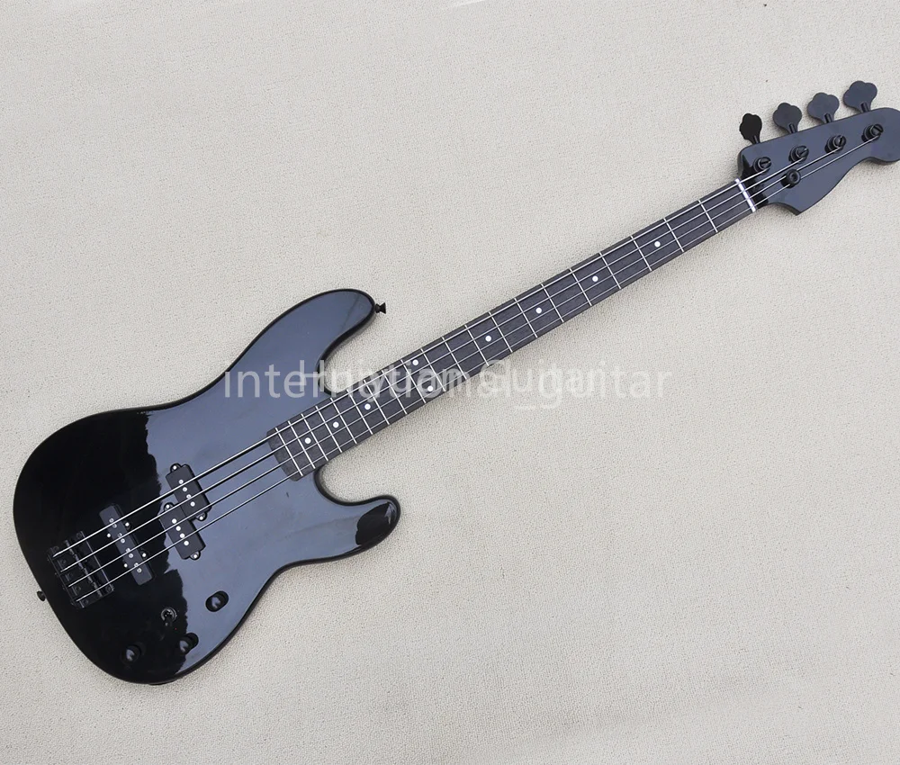 Black 4 Strings Electric Bass Guitar with Rosewood Fretboard, Dot Inlay,Customizable