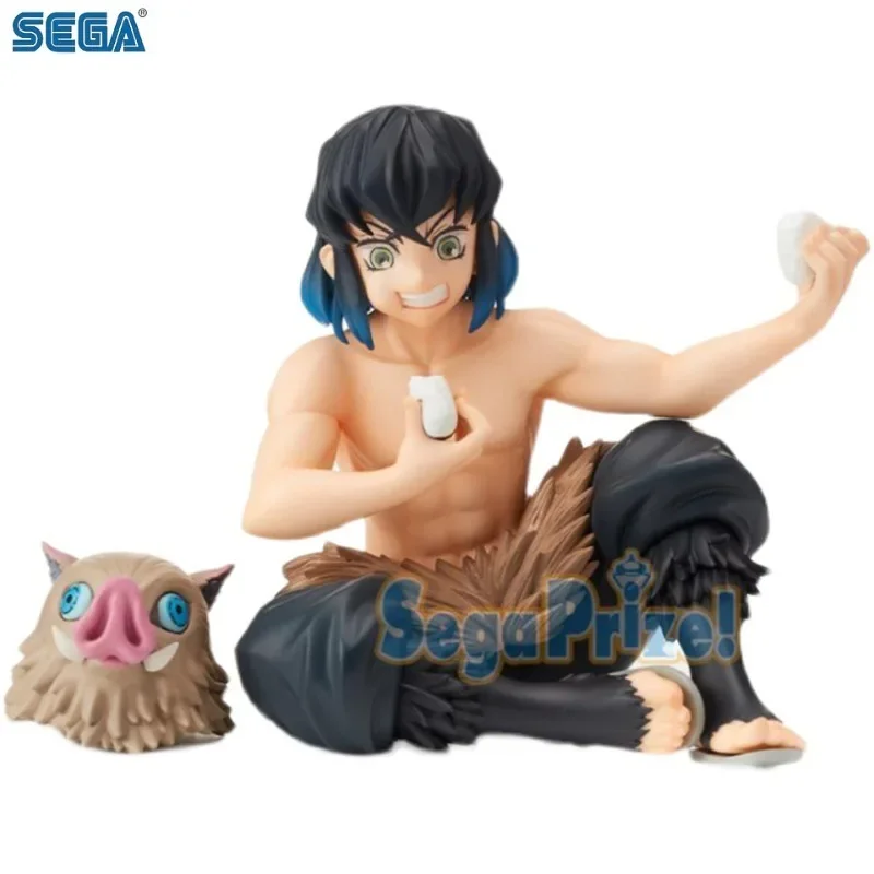 Original Genuine SEGA SPM Demon Slayer Hashibira Inosuke Sitting and Eating Rice Balls Ver PVC Anime Figures Collectible Model