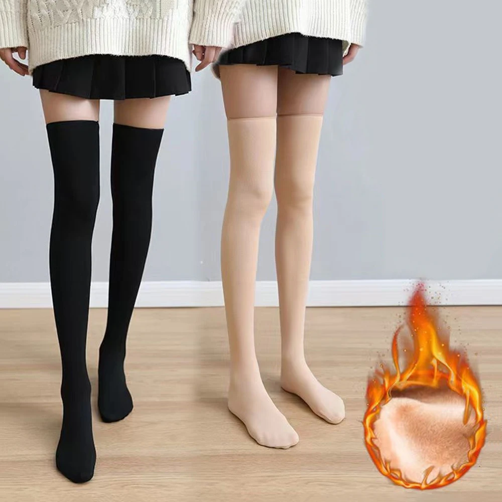 1 Pair Add Velvet Thicken Over Knee Thigh High Sock Women's Winter Warm Snow Socks Outdoor Mid Length Socks Women Calf Socking