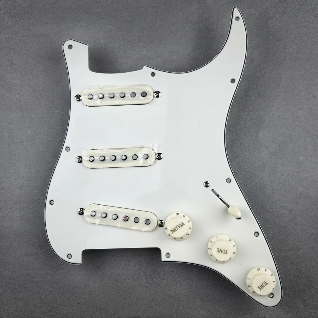 Loaded ST Pickguard Assembly, SSS Single Coil, Vintage Texas Tone, Alnico V Magnets, Prewired Control Plate for ST Style Guitars