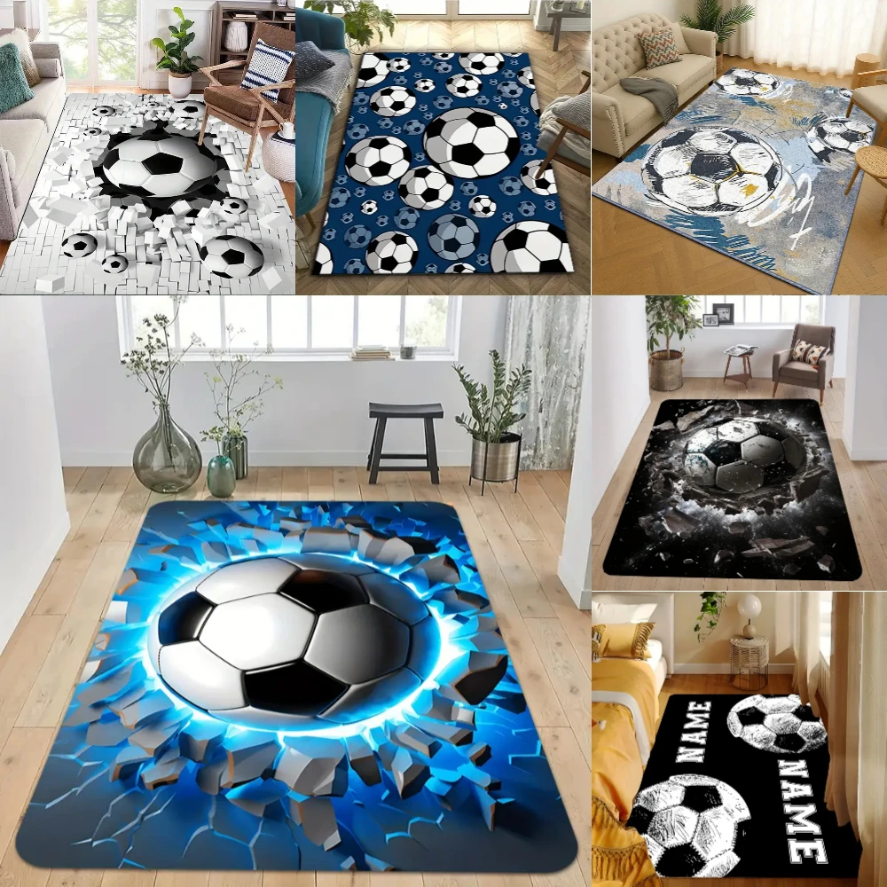 3D Ball Soccer Carpet Living Room Floor Mat Non Slip Bedroom Doormat Washable Home Hallway Area Decor Rug  Kids Play Area Rug