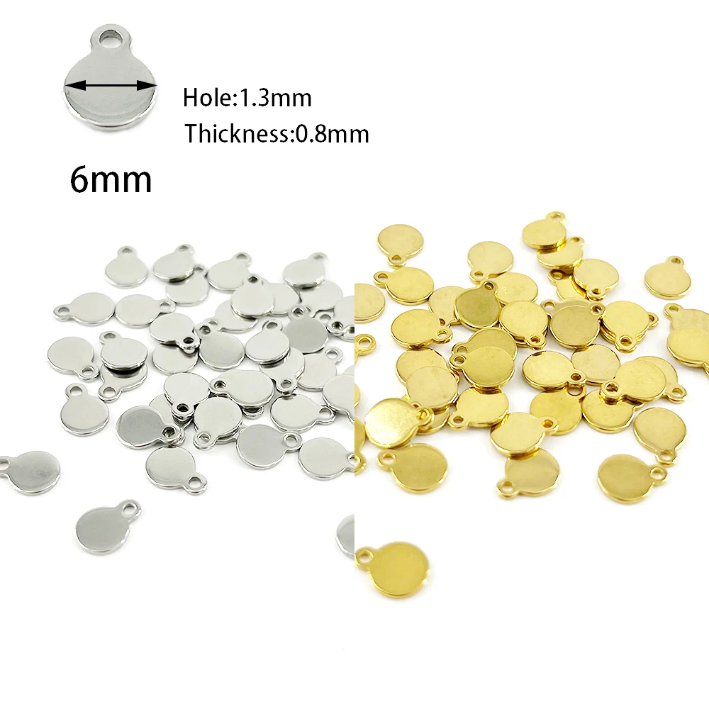100 stks/partij Custom Pandant Rvs Blank Stempelen Dog Tags Charms Staal Goud Kleur Tag Persoonlijkheid Lasergravure LOGO