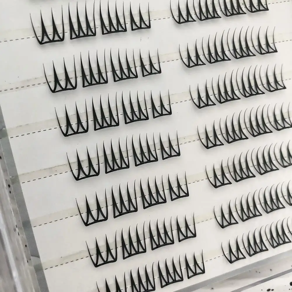 U-förmige, kleberfreie falsche Wimpern, großes Fassungsvermögen, transparente Einzelcluster-Wimpernverlängerung im koreanischen Stil, tägliche Make-up-Wimpern