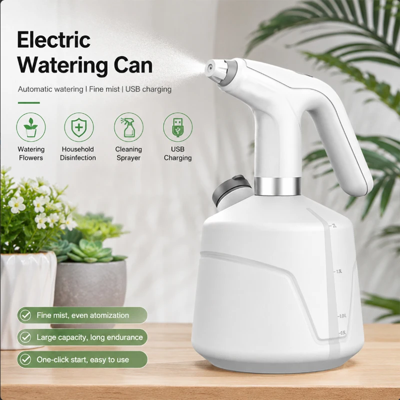 Watering Can Electric Mist Sprayer Extension Pole Adjustable Mode Water Level Display Labor-Saving USB Rechargeable Pesticide