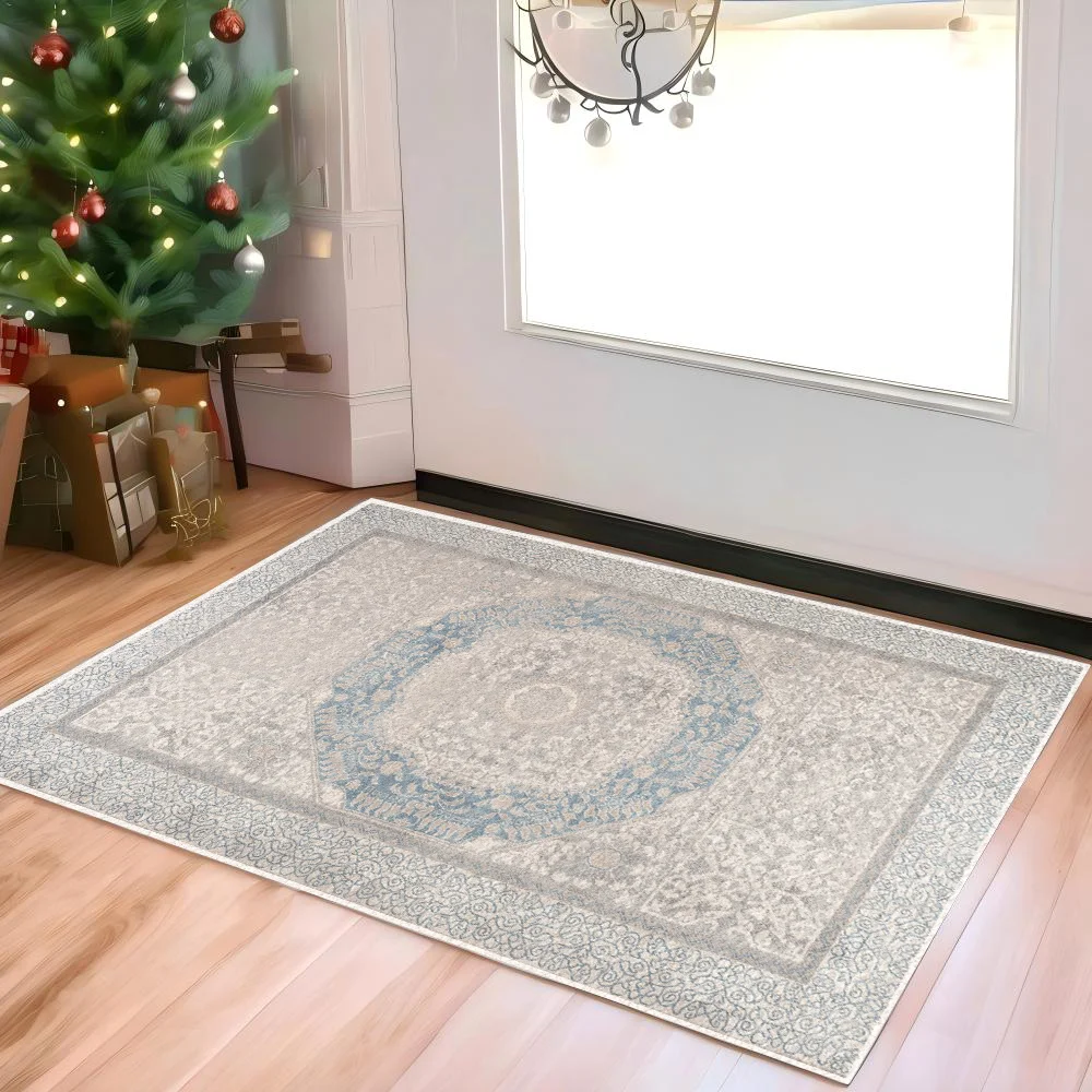 Vintage American Floral Outdoor Rug, Vintage Persian Non-Slip Rug, Stain Resistant Office Starter Mat for Living Room, Bedroom a