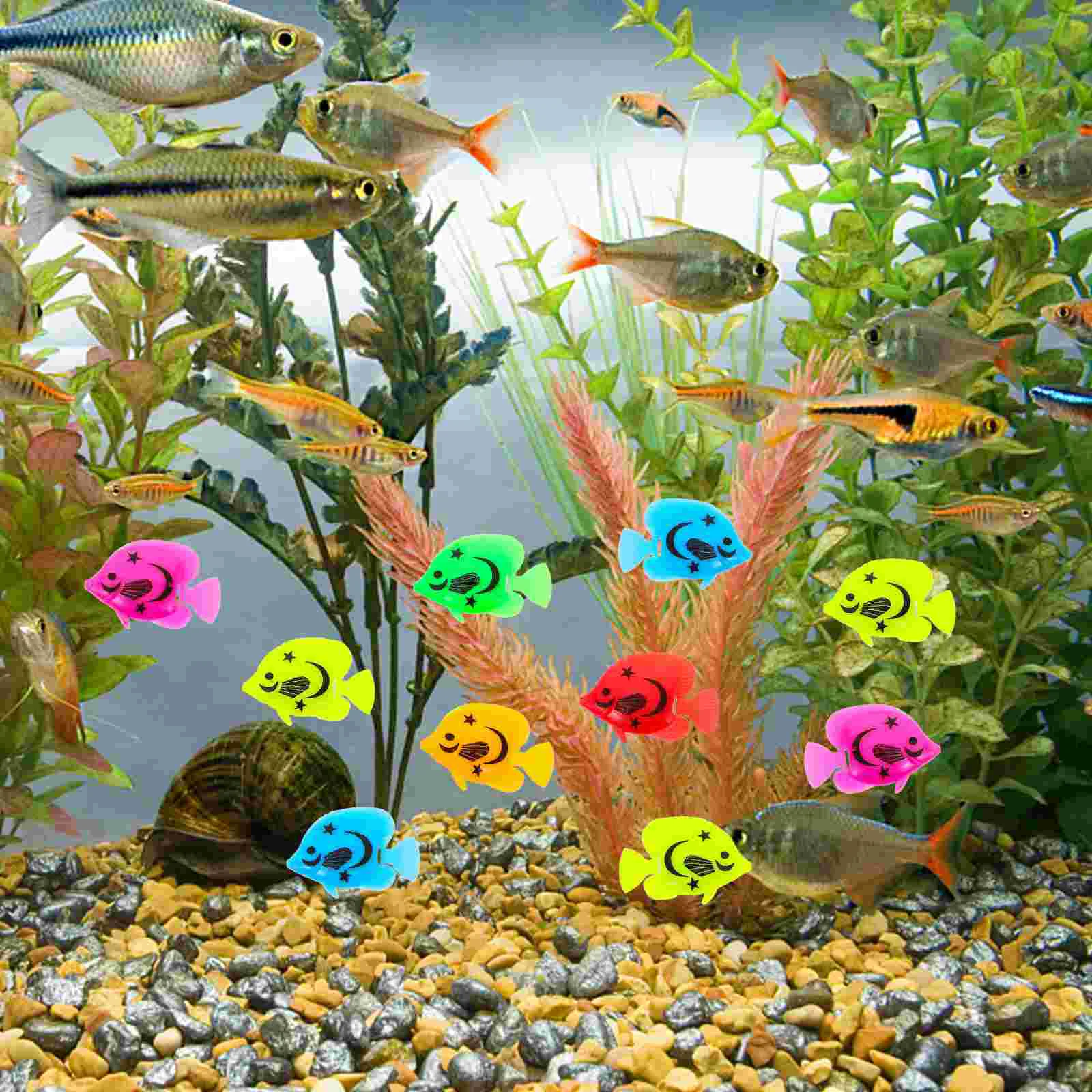 10pcs Lifelike Plastic Artificial Fake Ornament Decoration Photography Props for Aquarium Fish Tank (Random Color