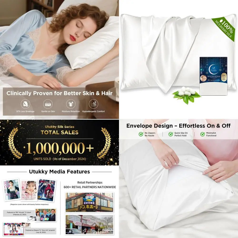 

Ultra-Luxury 6A Grade 22 Momme Mulberry Silk Pillowcase with Envelope Closure for Breathable Cooling Comfort