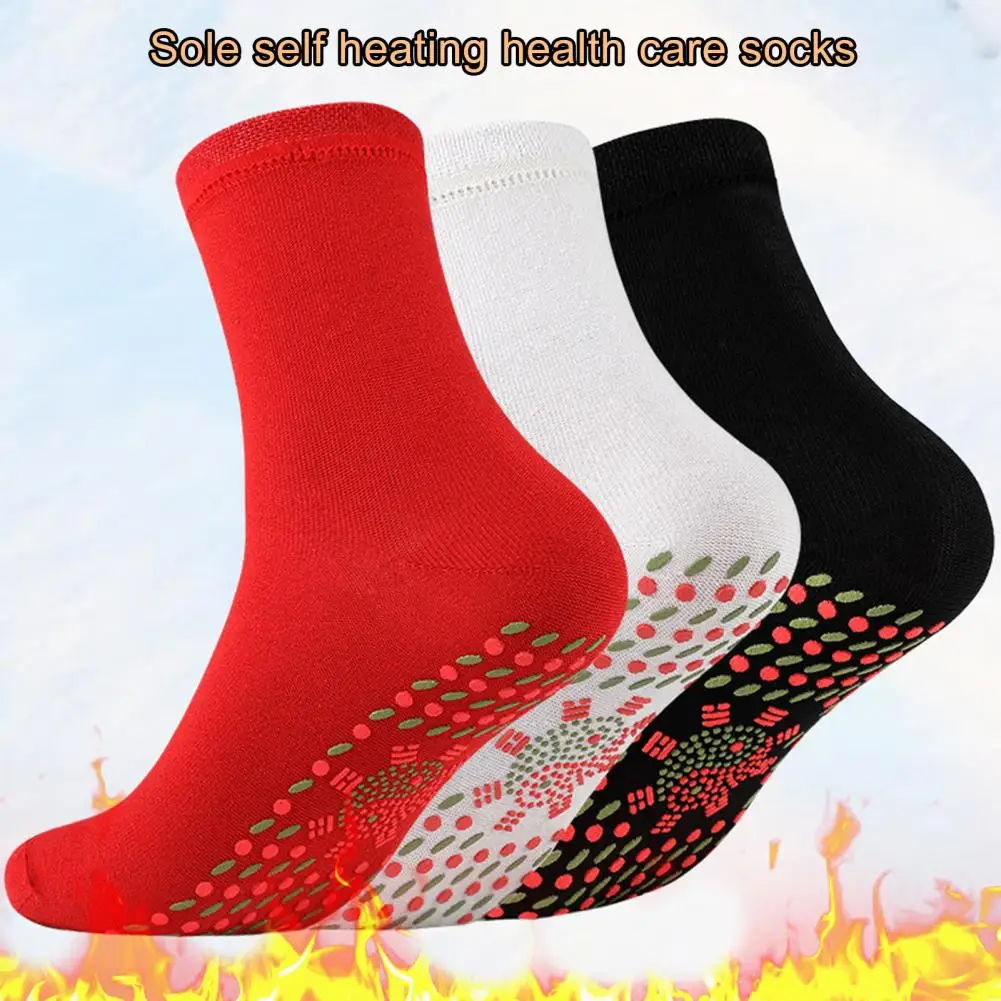 1Pair Self Heated Socks Self-heating Magnetic Socks Sweat Absorption Wormwood Therapy Tourmaline Socks Winter Warm Massage Socks