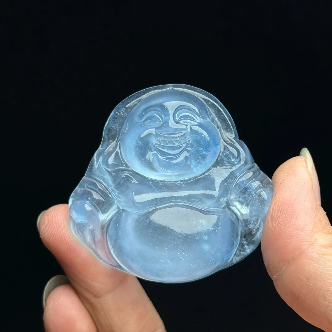 

AAA Real Natural Ice blue Jade Jadeite Carved Buddha Pendant&Necklaces