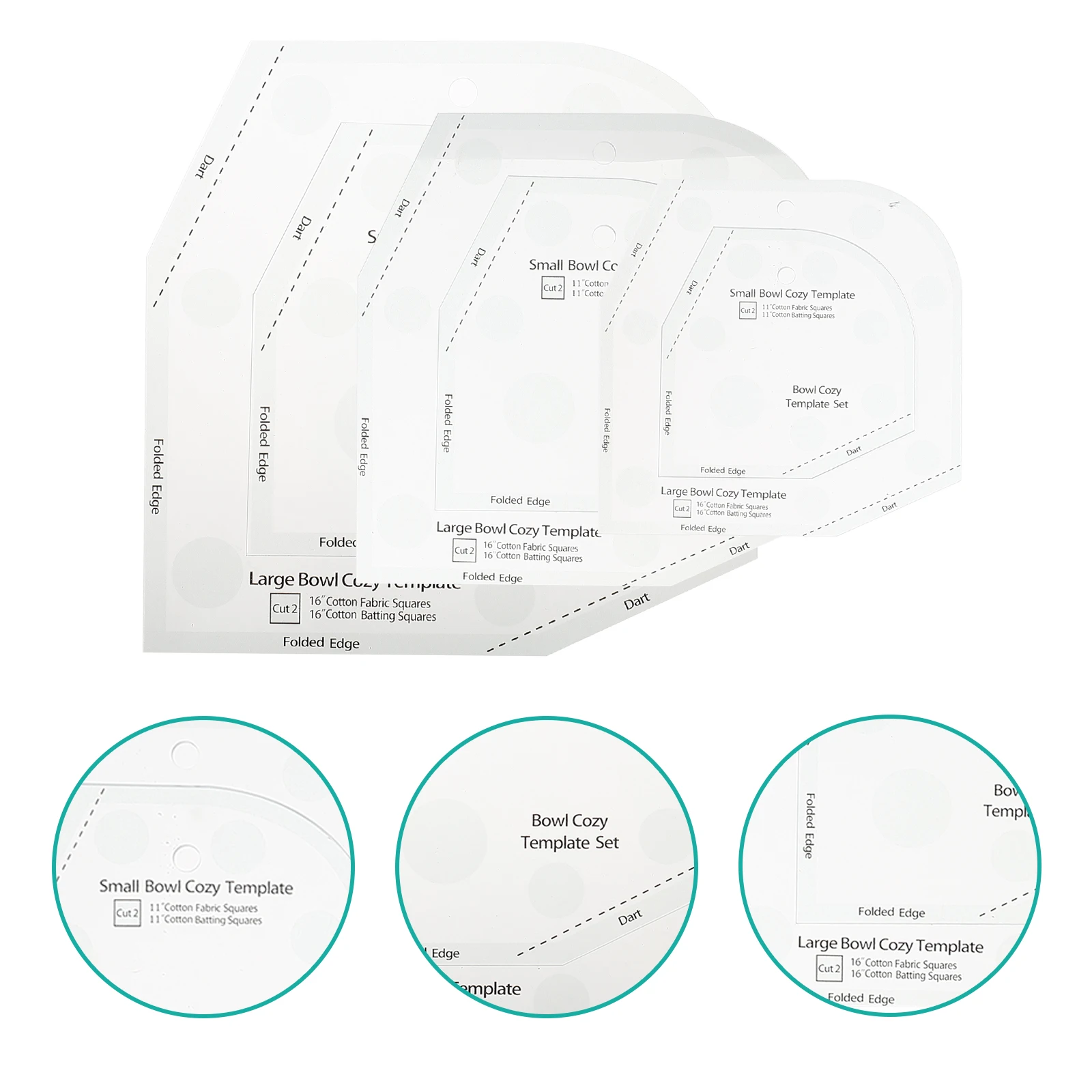 3Pcs Acrylic Quilting Ruler Sewing Template Bowl Cozy Pattern Reusable Craft Stencil for DIY Bowl Pad Making Sewing Template