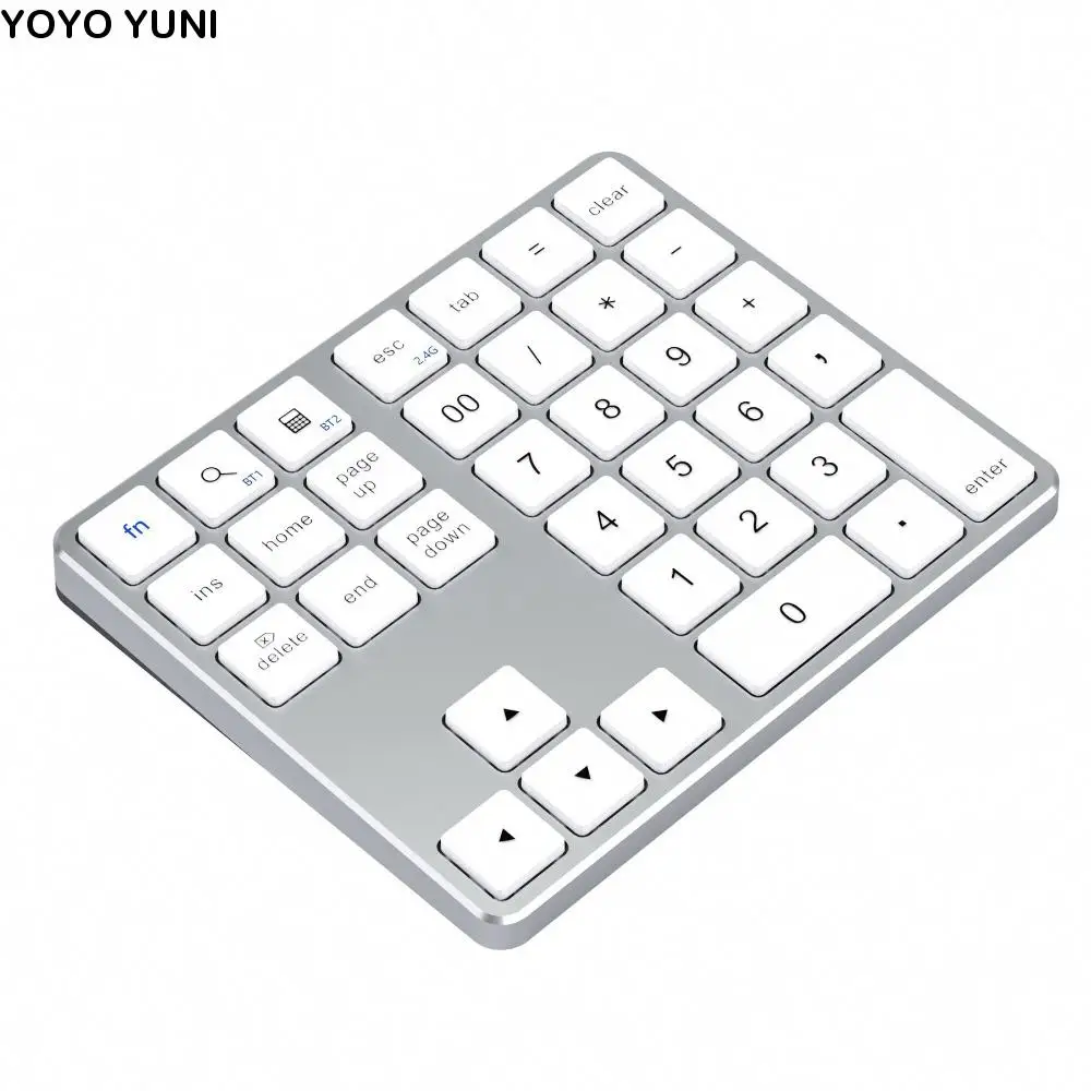 

2.4G and Bluetooth Wireless Keyboard 35 Keys Mute Mini Digital Keypad Ergonomic Slim Design Wireless Numeric Keypad Data Entry