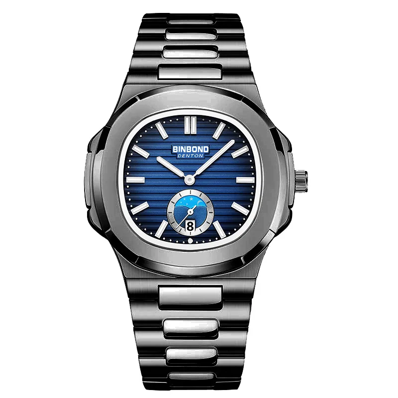 Men's Square Stainless Steel Quartz Watch