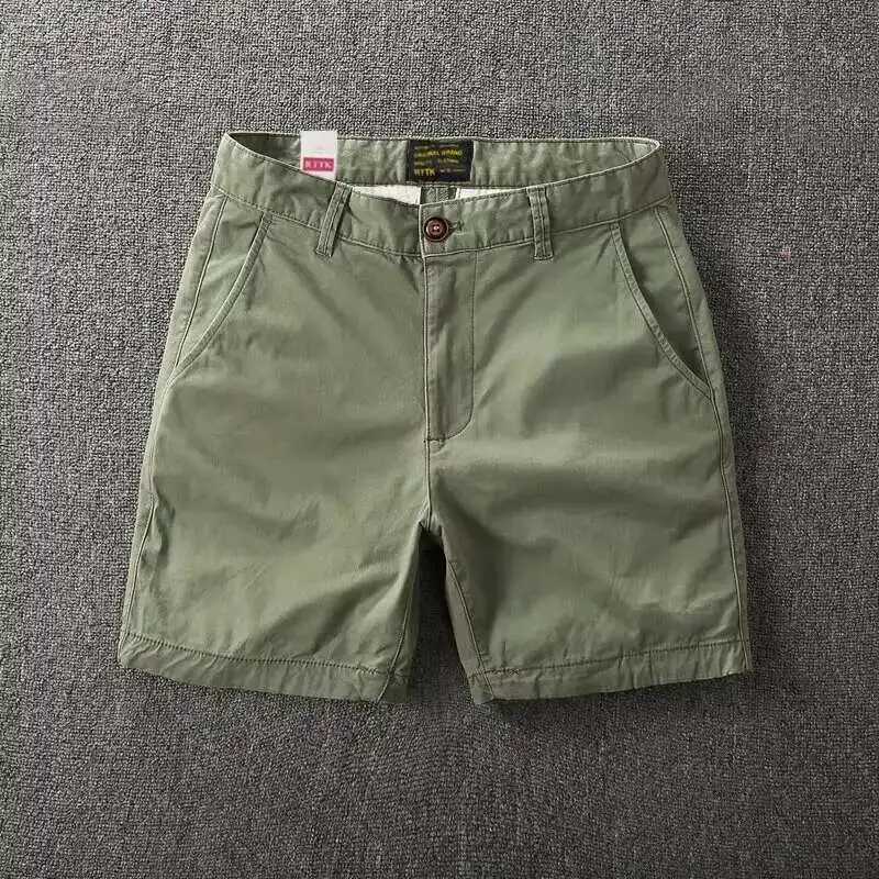 Textured Casual Pure Washed Soil, Men's Summer Cotton, Shorts, Trendy Solid Color, Versatile Slim Fitting Workwear, S Shorts,
