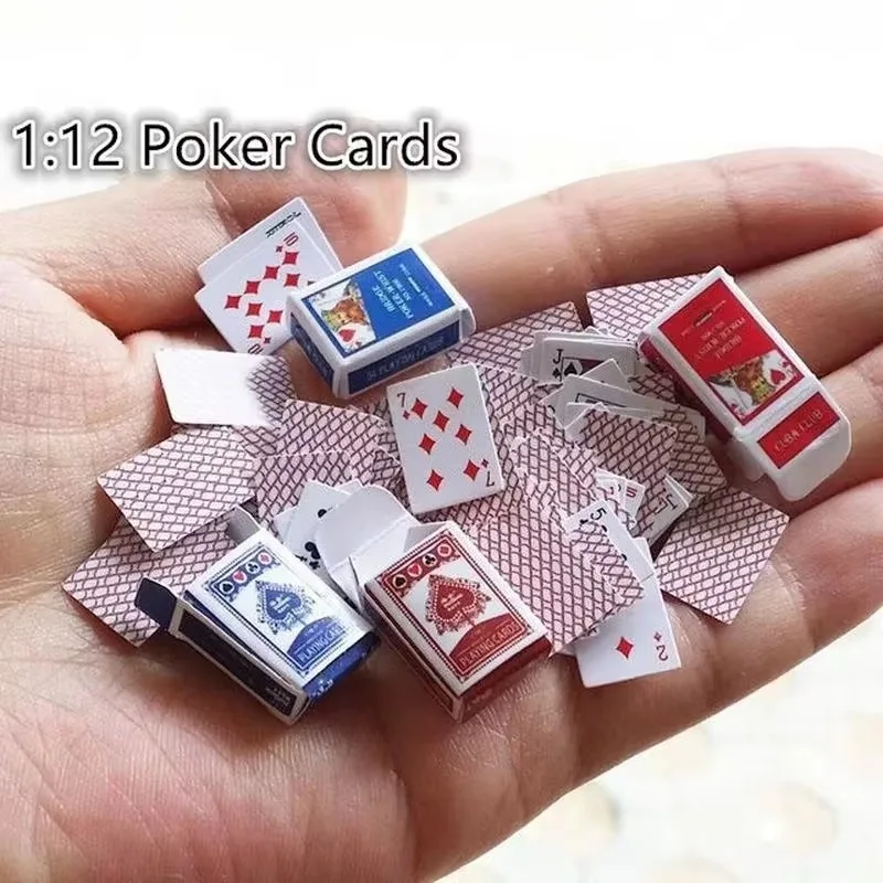 108 sheets Mini Cute 1:12 Dollhouse Miniatures Poker Home Decoration  Cards Playing Game for Doll