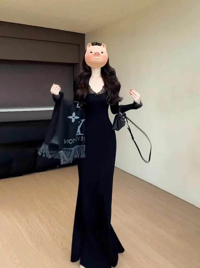 فساتين نسائية صيفية شابة مشروط مثبتة على الرقبة رسن سموكينج متدفق منتصف العجل شاطئ رومانسي عطلة خفيفة الوزن نقية OL