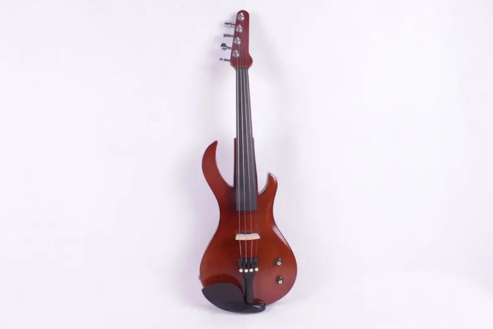 4 String 4/4 Full Size Electric Violin Flame Guitar Shape Ebony Fitting Maple Head Solid Wood Powerful Sound Handmade Finished