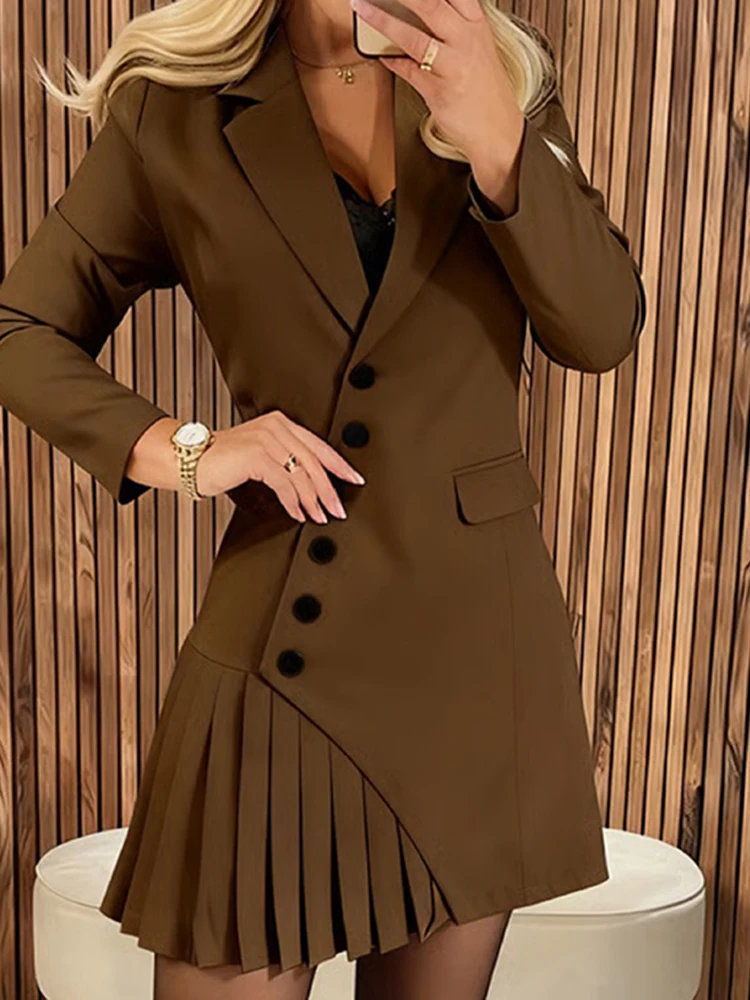 

Temperament V-neck Long Sleeve High Waist Mini Dress Fashion Simple Women Dress Office Lady Solid Color Slim Ruffles Short Dress