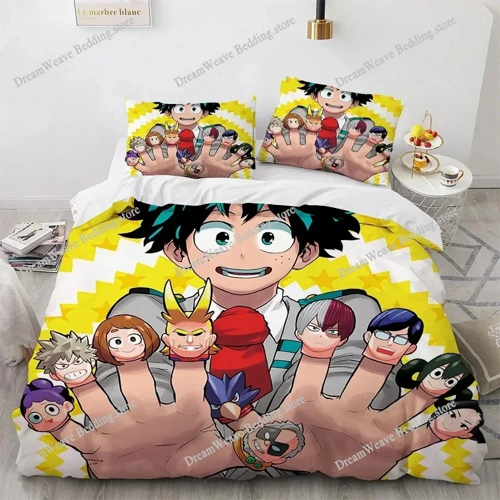 2025 New Anime My Hero Academy Bedding Set Anime Characters Duvet Cover 3D Cartoon Polyester Quilt Cover Queen King Size BoysFQH