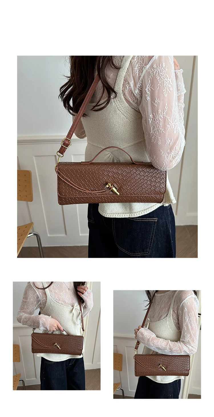 Bolso de Hombro Elegante con Textura Tejida, Estilo , Bolso de Mano para Cena, Bolso Cruzado para Mujer, Estilo Casua...