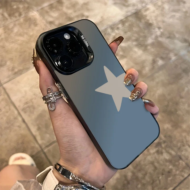 حافظة هاتف بنمط نجمة لهاتف آيفون 17 16 15 14 13 12 11 Pro/ Max/Plus غطاء خلفي مقاوم للصدمات ومضاد للبصمة