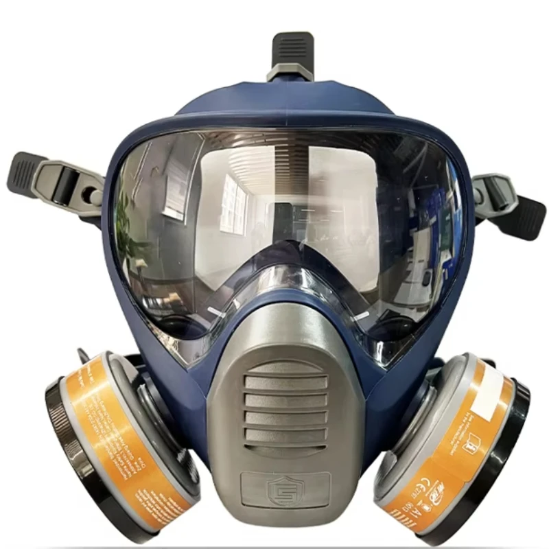 Industrial Reusable Respirator Masks Soft TPE Impact Resistant Double Canister Face Protection Cotton Dust Isolation Gas Mask